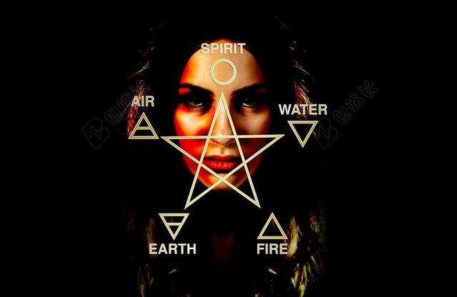 人物女人和神秘的五角星背景图片