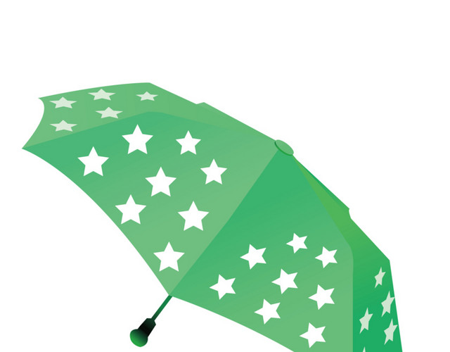 矢量绿色星星雨伞学生伞