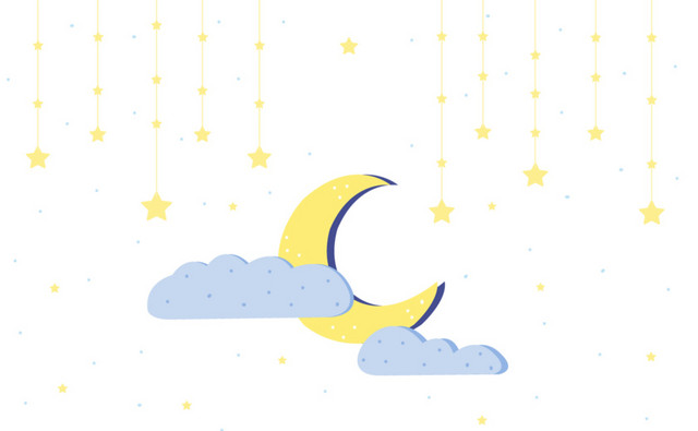 卡通夜晚星星和月亮矢量图