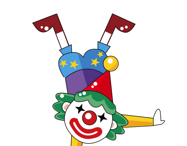 马戏团小丑单手倒立卡通插画PNG