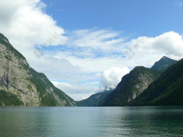 阿尔卑斯山 山 湖 景观 蓝色 水 云 自然 夏天 旅游