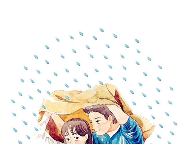 清新手绘水彩情侣插画