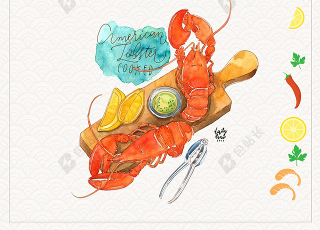 餐饮美食龙虾美食、小龙虾广告背景大图海报素材