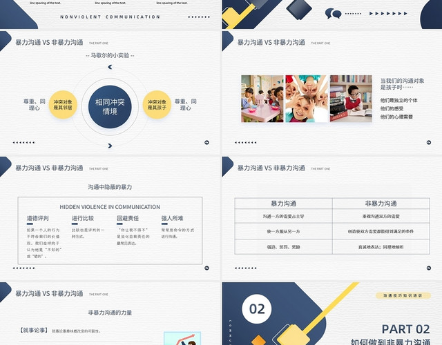深色简约非暴力沟通企业培训PPT模板