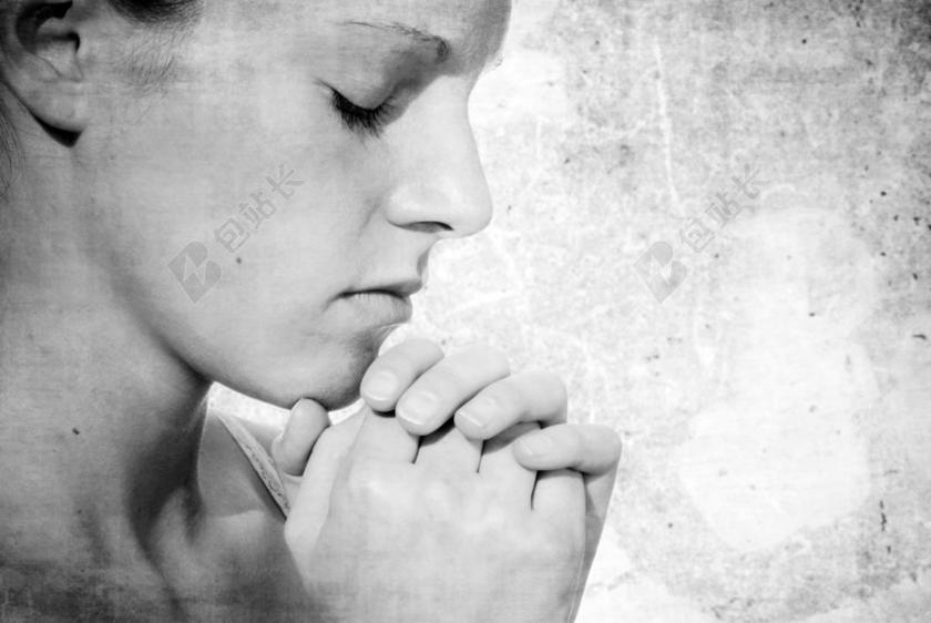 灰色广告时尚简约女孩祈祷背景图片