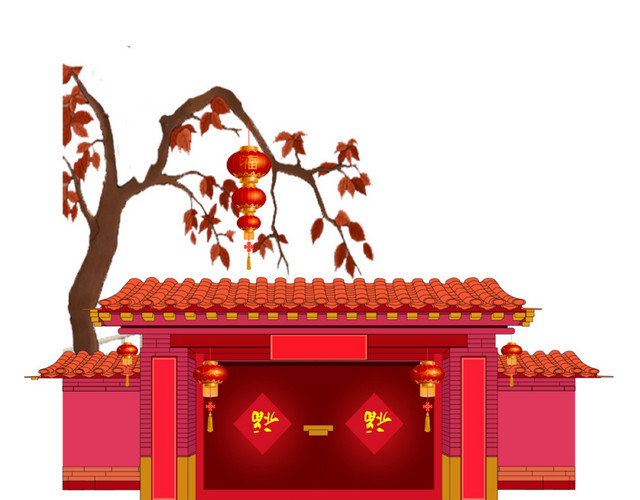 新年新气象中国风庭院建筑