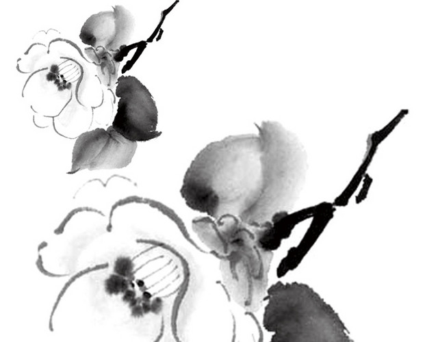 水墨花朵素材