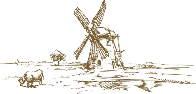 素描黄色大风车