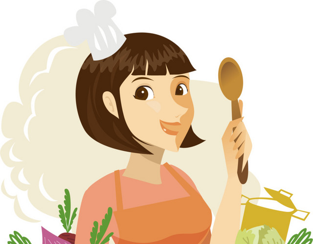 矢量美女厨师