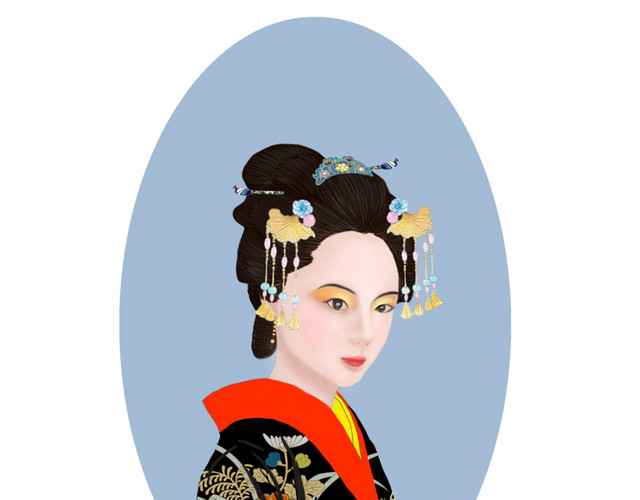 绘日本和服艺伎免抠图