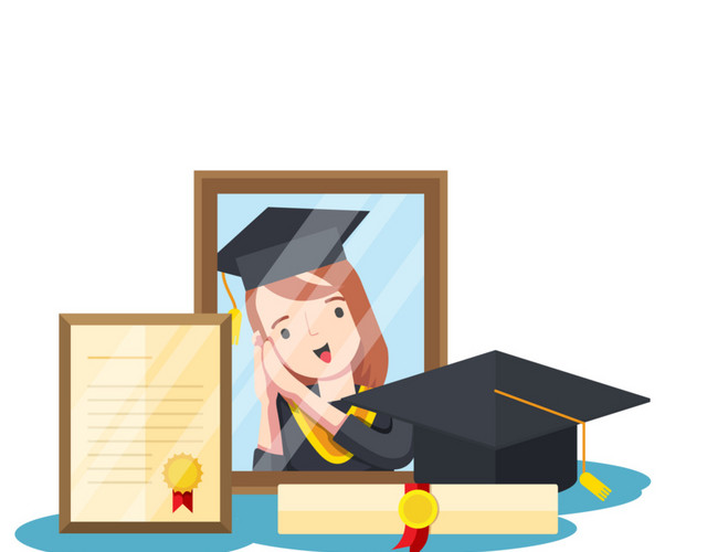 大学生获奖证书学士帽