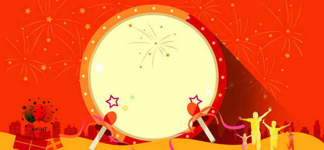 淘宝天猫双12大促锣鼓扁平背景BANNER