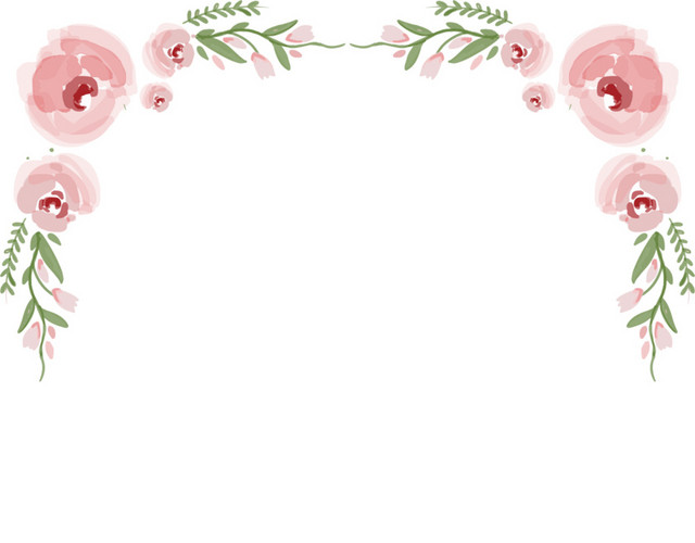 手绘玫瑰花花藤结婚请柬花环边框