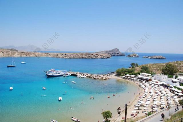 LINDOS 海滩 罗兹 岛 希腊 希腊岛 海洋 海 水