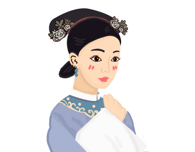 手绘古装女子设计素材