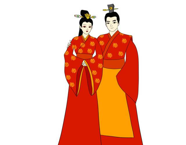 手绘矢量免抠卡通古代婚礼