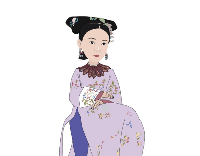 古代人物令妃手绘插画PNG免抠