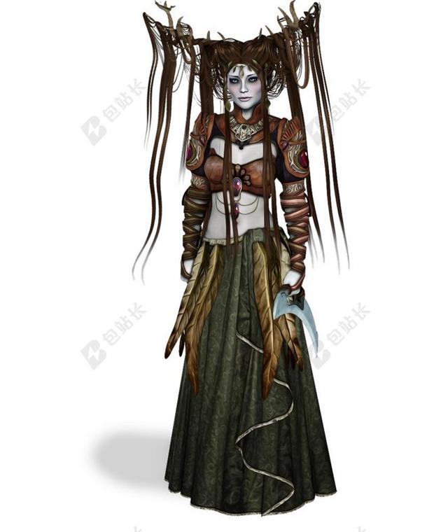 小精灵 德鲁伊 幻想 奇幻特质 黑暗 女性 女子 魔术 女巫