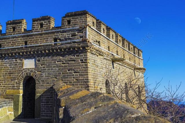 中国 北京 长城 城墙 风景 墙 建筑 山 山脉 冬季