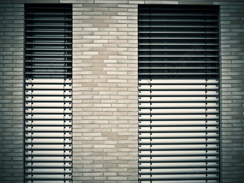 窗口 架构 百叶帘 正面 建设 现代 银 铝 金属 防晒