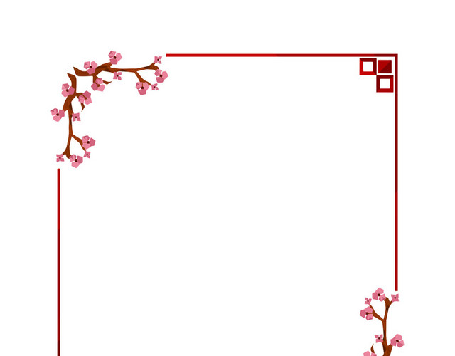 中国风花朵装饰四边框素材