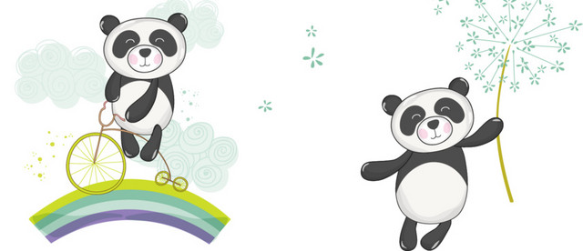 卡通熊猫动物图标矢量
