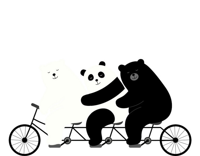 扁平白熊熊猫黑熊