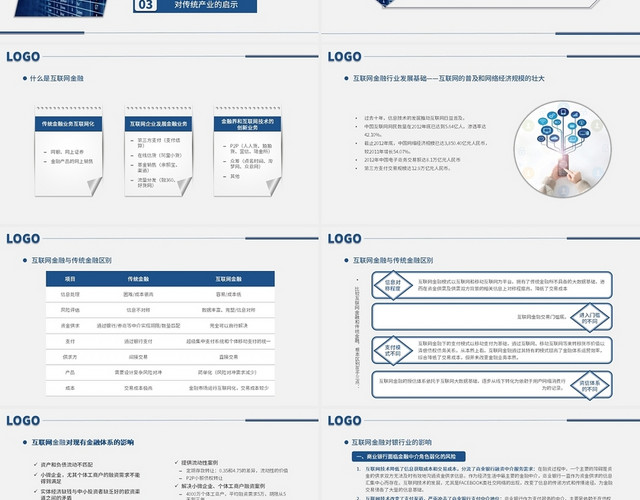 蓝色水彩简约商务互联网金融商业模式分析PPT