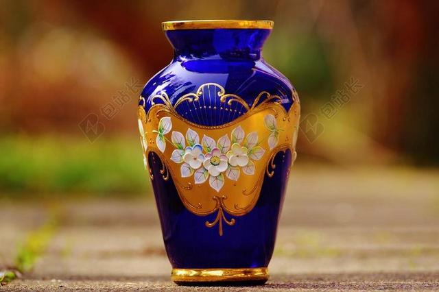 花瓶 蓝色 玻璃 装饰 花 开花 透明 装饰玻璃
