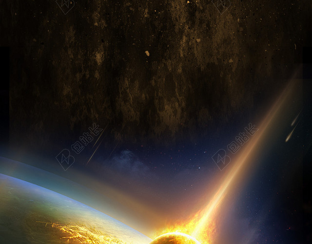 黑色金粉质感星球PSD分层H5背景素材