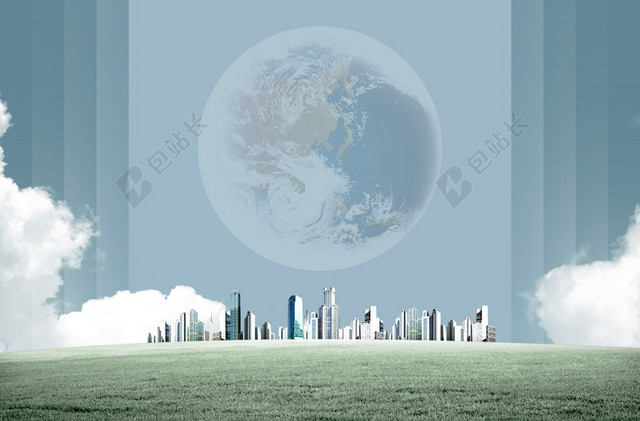 大气城市地球灰白色背景素材