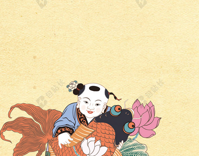 传统迎新春年画PSD分层H5背景素材