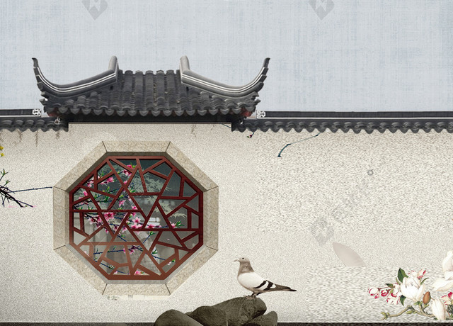 中国风古典淡雅地产背景素材