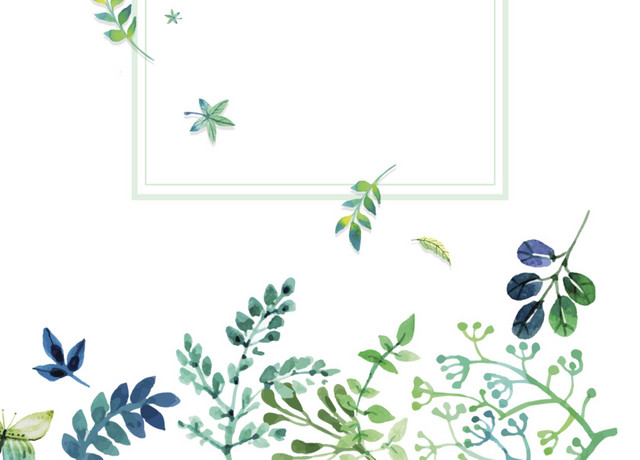 小清新绿色花草边框纹理