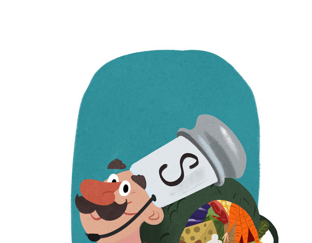 手绘厨师采购食材
