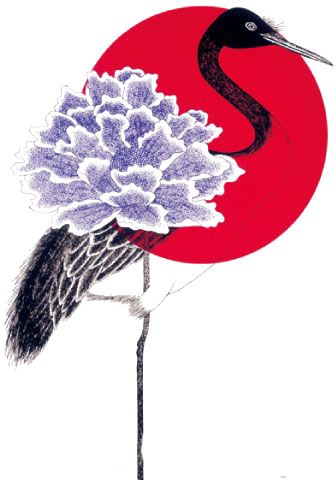 手绘仙鹤