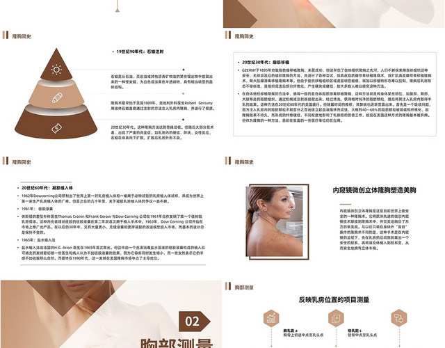 棕色商务风格乳房的美容整形PPT营销策划PPT乳房的美容整形术