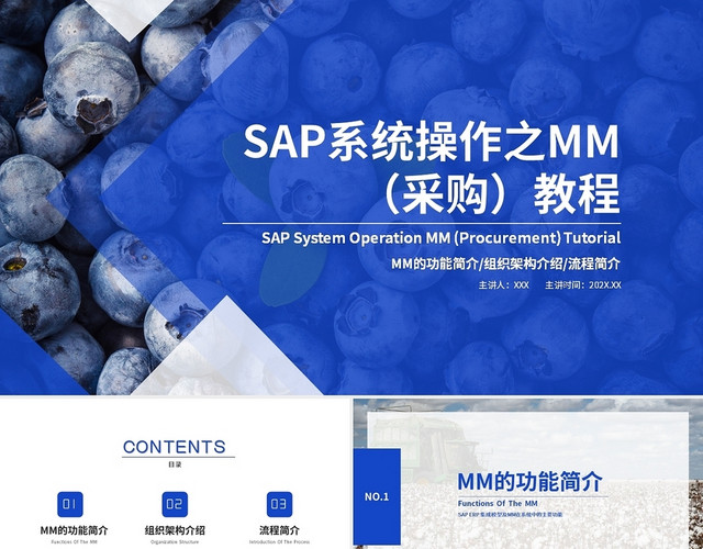 蓝色几何极简商务SAP系统操作之MM采购教程培训PPTSAP系统操作之MM（采购）