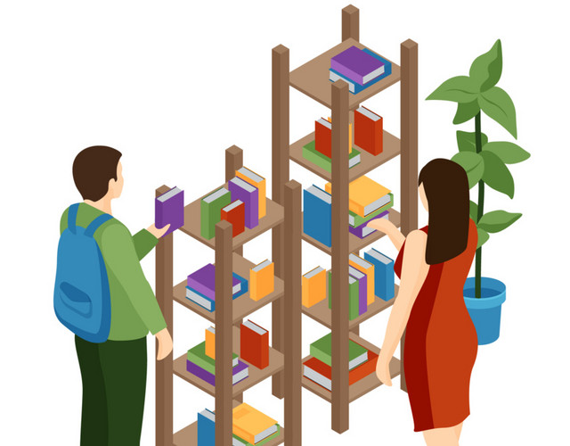 大学图书馆矢量插画