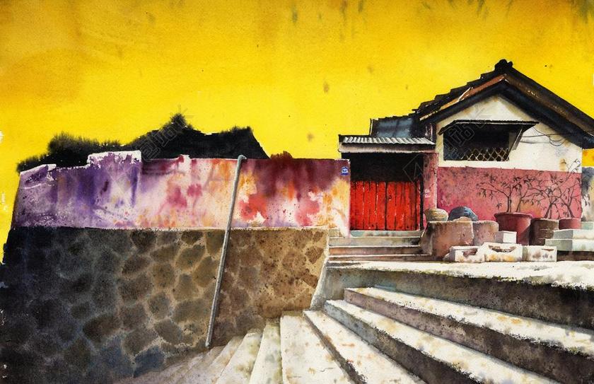 自然景观庭院阶梯楼梯背景图片