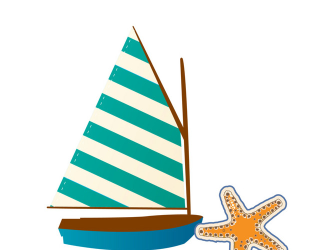 夏日元素帆船素材