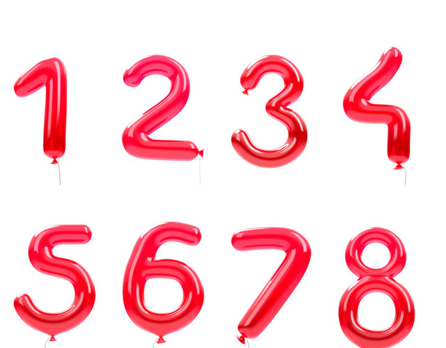 0-9数字红色爱心数字素材