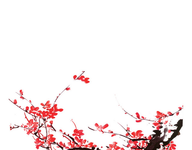 复古水墨傲骨梅花背景装饰图案