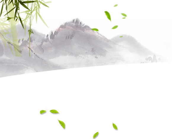 水墨山水漂浮树叶