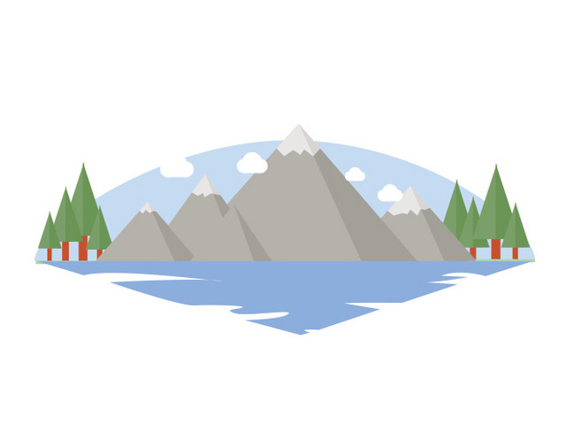 扁平化山水风景