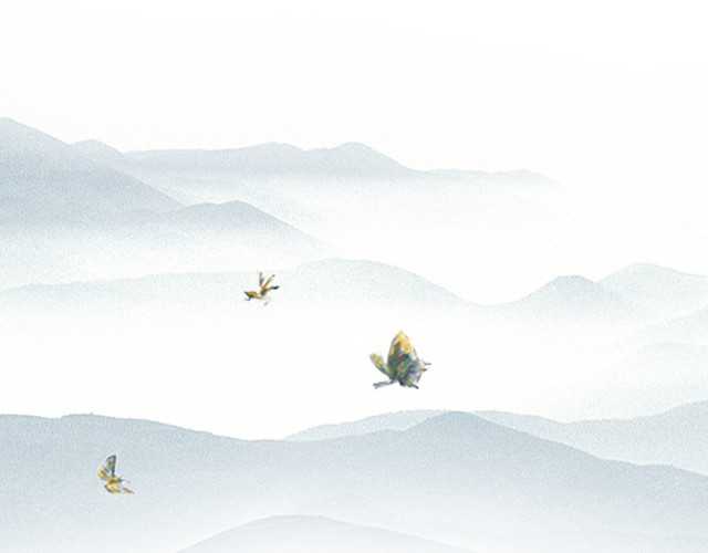 山中蝶水墨画