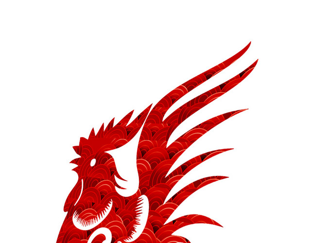 镂空简约鸡年剪纸素材