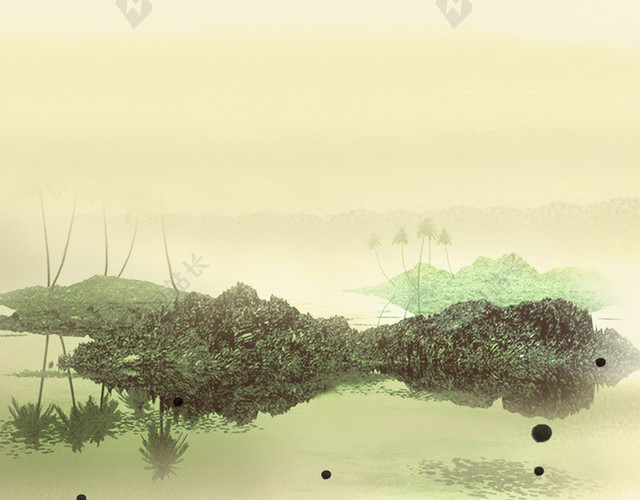 中国风水墨画PSD分层H5背景