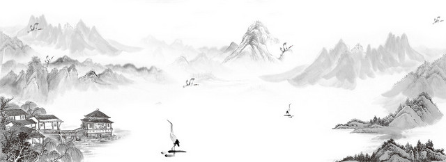 仙鹤翱翔山水海报背景