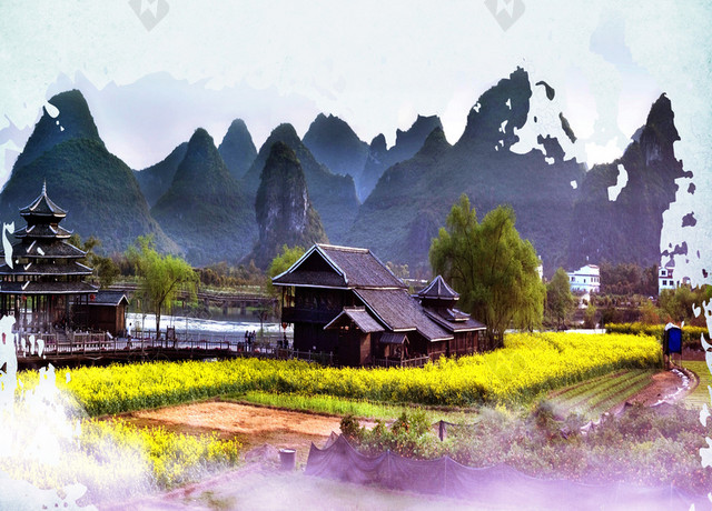 旅游桂林山水甲天下风景海报